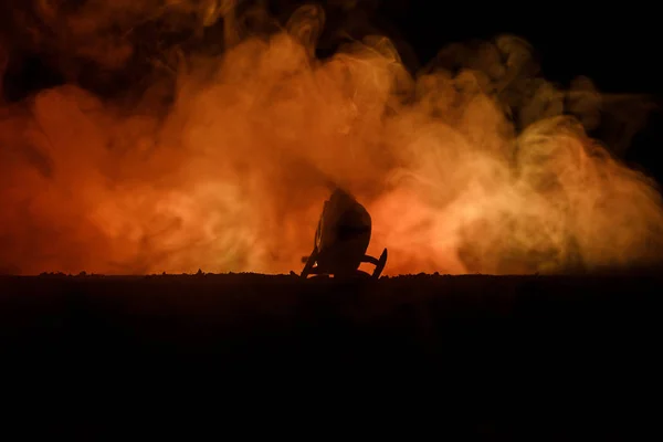 Letecké Havárie Aplikace Nero Burning Padající Helikoptéry Zničený Vrtulník Zdobené — Stock fotografie