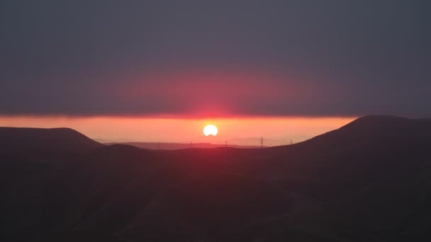 Orange Sunset Footage Mountains Azerbaijan Cloudy Weather — Stock Video