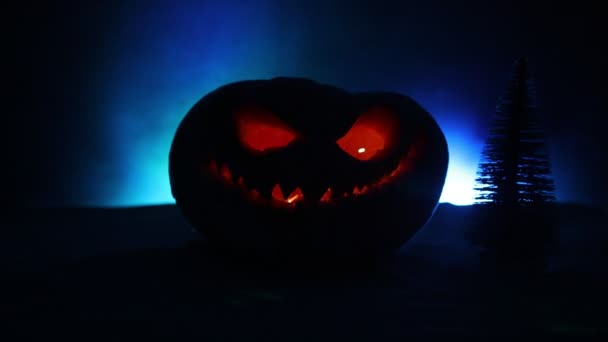 Imágenes Sonrisa Calabaza Halloween Los Ojos Asustadizos Para Noche Fiesta — Vídeos de Stock