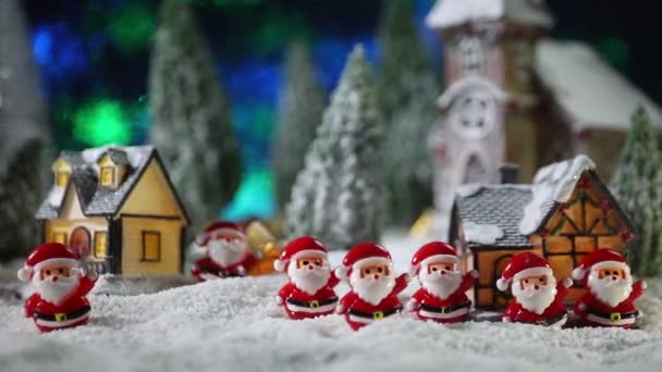 Gros Plan Une Composition Noël Avec Des Figurines Miniatures Jouets — Video