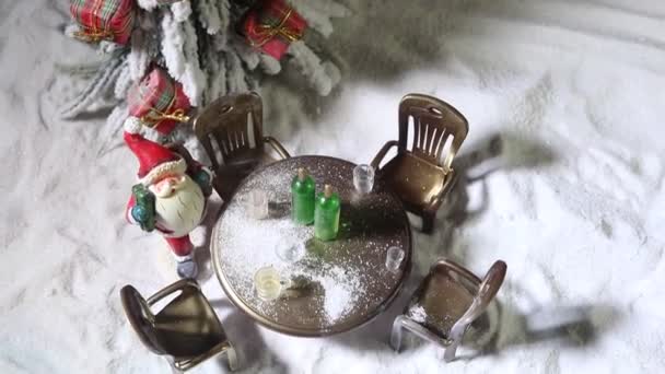 Alcoolique Santa Boire Une Bouteille Vin Concept Créatif — Video