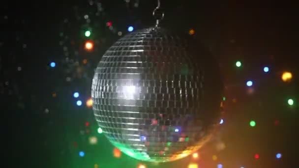 Close Πλάνα Της Χριστουγεννιάτικης Σύνθεσης Disco Ball — Αρχείο Βίντεο
