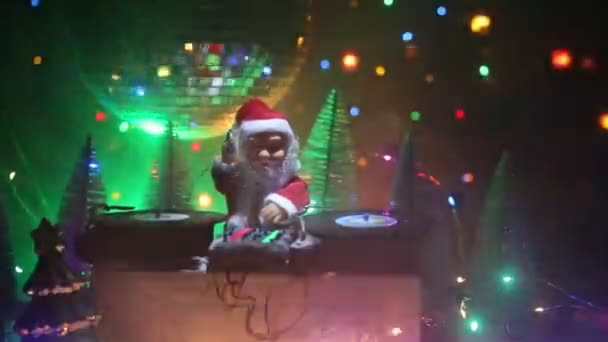 Gros Plan Composition Noël Avec Personnage Santa Claus Tableau Mixage — Video