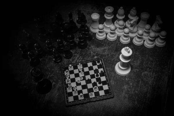 Chess Board Game Concept Business Ideas Competition Chess Figures Dark — Stock Photo, Image