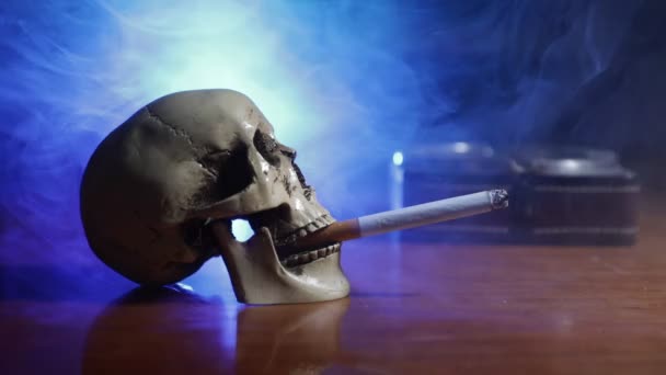 Rökförbud Kreativ Konstverk Bord Dekoration Med Cigaretter Cigaretter Orsakar Cancer — Stockvideo