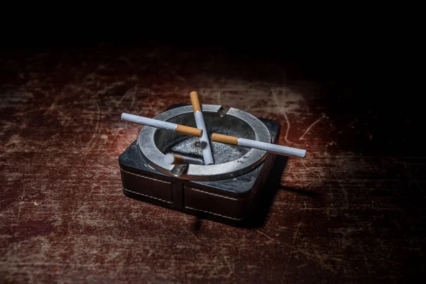 Não Conceito Fumar Decoração Mesa Arte Criativa Com Cigarros Cigarros — Fotografia de Stock