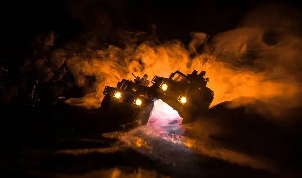 Oorlogsconcept Strijd Scène Oorlog Mist Lucht Achtergrond Vecht Silhouetten Onder — Stockfoto