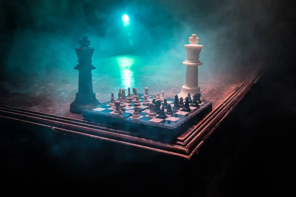 Chess Board Game Concept Business Ideas Competition Chess Figures Dark — Stock Photo, Image