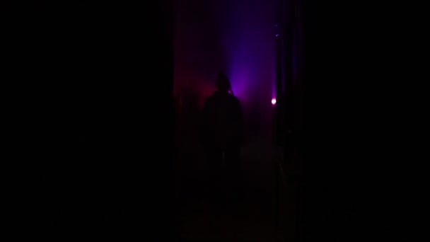 Séquence Meurtrier Dans Chambre Noire Avec Brouillard Coloré Film Horreur — Video