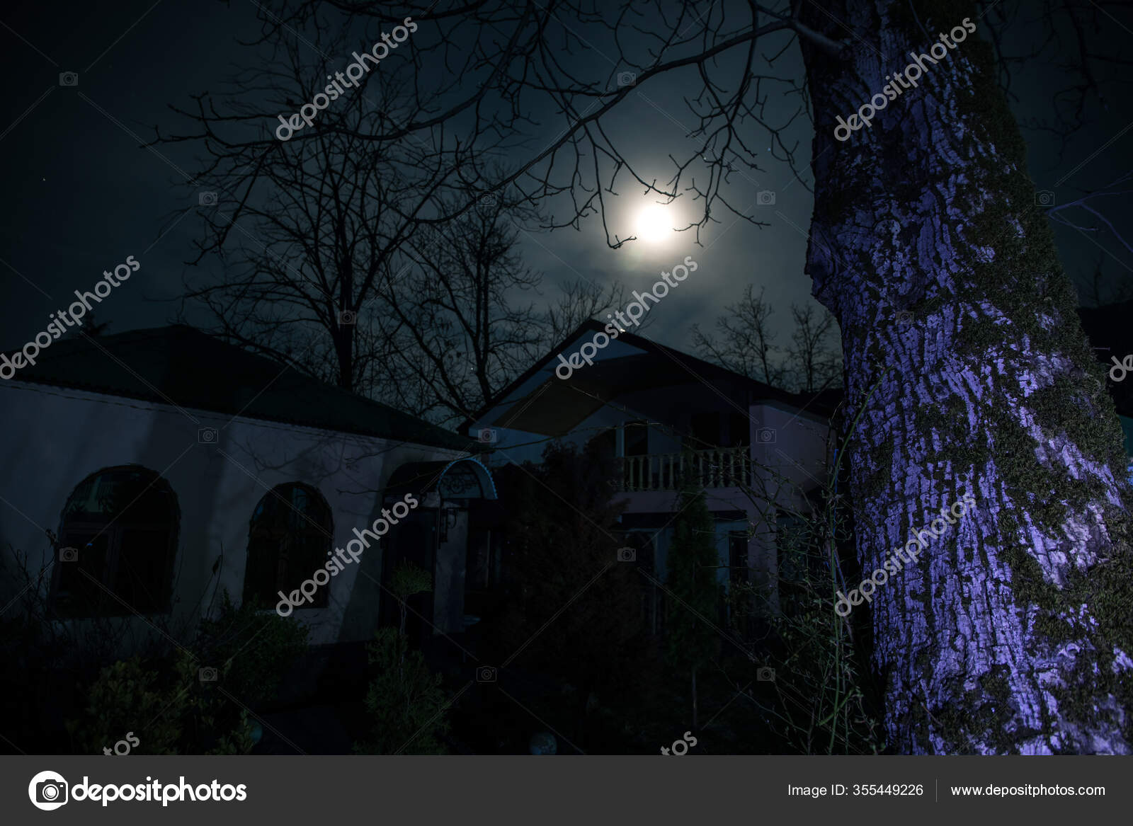 Full Moon Quiet Village Night Beautiful Night Landscape Mountain Village Stock Photo C Zeferli Gmail Com 355449226