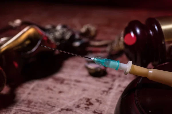 Dodelijke Injectie Concept Gevangene Geboeid Door Een Dodelijke Injectie Creatieve — Stockfoto