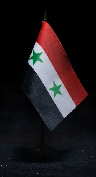 Прапор Сирії Темному Тлі Концепція Кризи Війни Політичних Конфліктів Між — стокове фото