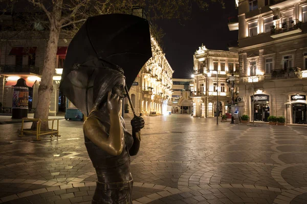 Baku Azerbaijan April 2020 Downtown Baku Azerbaijan 位于阿塞拜疆首都巴库的空旷街道 Covid流行病的发生 — 图库照片