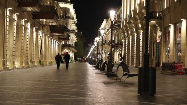 Baku Azerbaijan April 2020 Innenstadt Von Baku Aserbaidschan Leere Straßen — Stockvideo