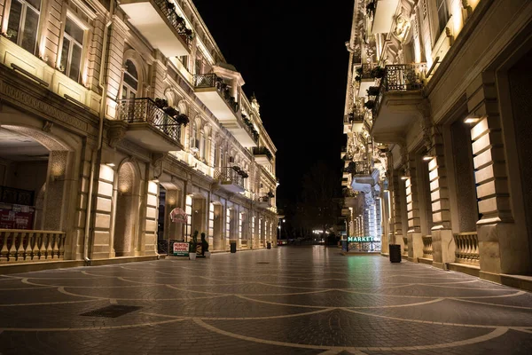 Baku Azerbaijan April 2020 Innenstadt Von Baku Aserbaidschan Leere Straßen — Stockfoto