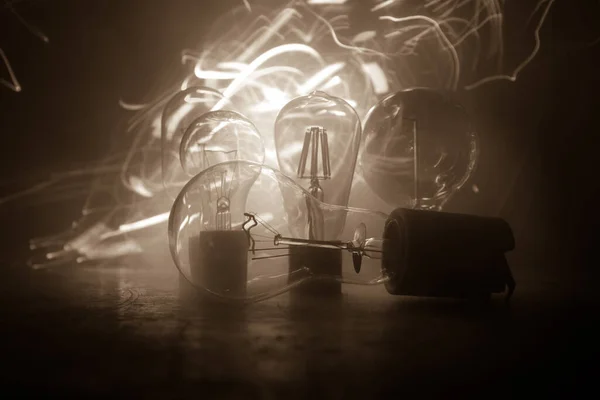Прекрасний Ретро Розкішний Декор Лампи Світиться Абстрактний Темний Фон Креативним — стокове фото