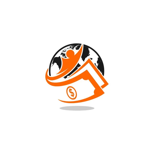 Globe argent comptant logo — Image vectorielle