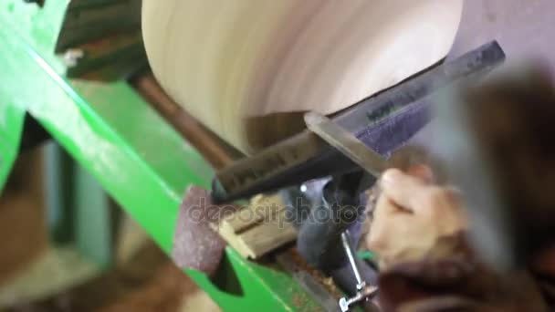 Turning workshop wood — Stock Video