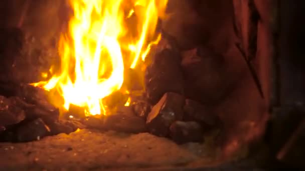 В духовку положить дрова — стоковое видео