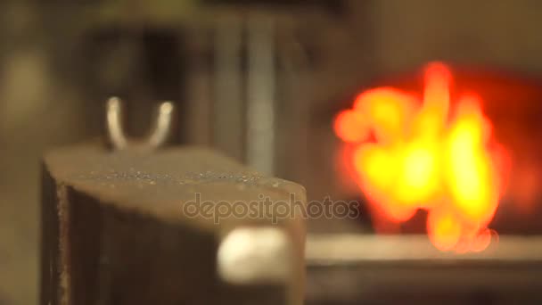在近火处铁锤和铁砧 — 图库视频影像