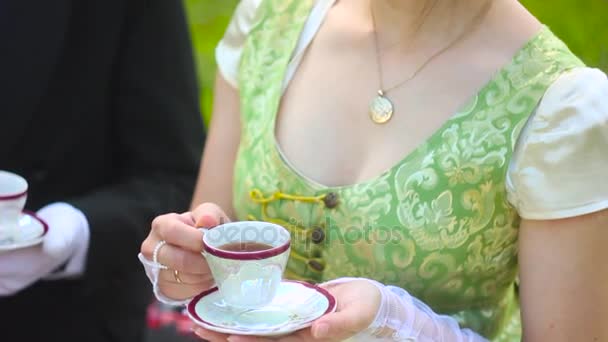 Aristocrats minum teh — Stok Video