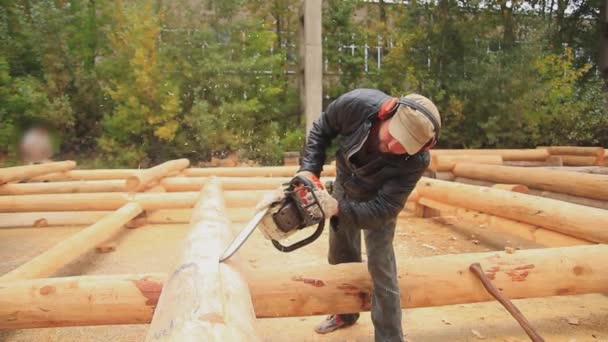 Sierra de madera aserrada para el hogar — Vídeos de Stock