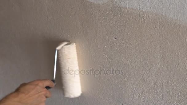 Painting walls with a roller — Stock Video