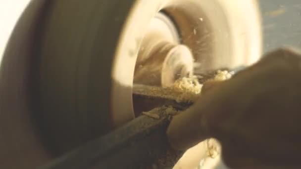 Master Sharpening Lathe Wood — Stock Video