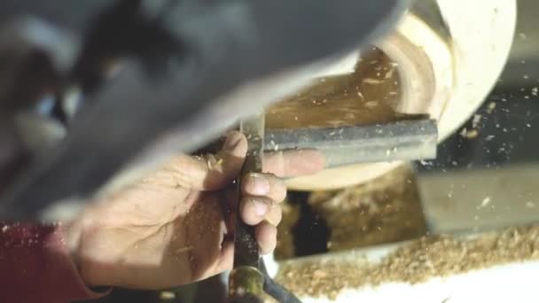 Master Sharpening Lathe Wood — Stock Video