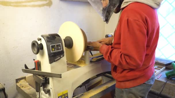 Master Sharpening Lathe Wood — Stock Video