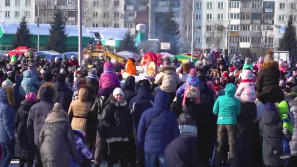 Novokuzneck Russland Februar 2018 Die Verbrennung Von Bildern Auf Der — Stockvideo