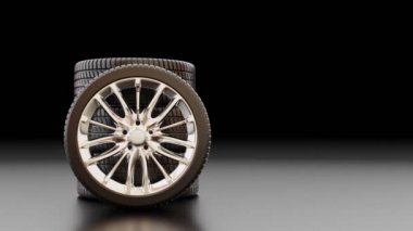 Siyah Arkaplanda 3d Lastikler