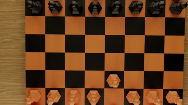 3D-Schach auf dem Brett — Stockvideo