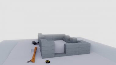 3D image of the frame roof of the house