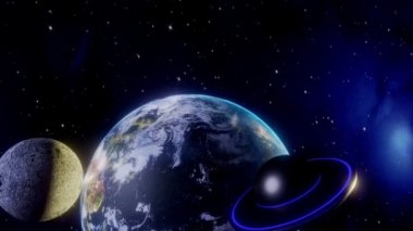 3D scene flying saucer flying to the ground