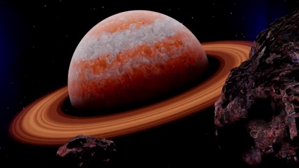 Model Van Planeet Saturnus Ruimte — Stockvideo