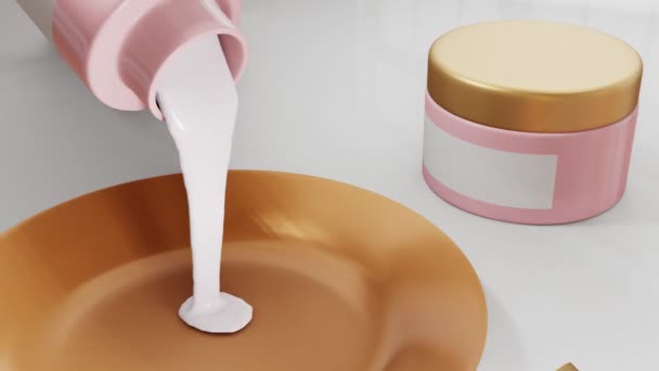 Die Creme aus der Tube wird in einen 3d Render gegossen — Stockvideo