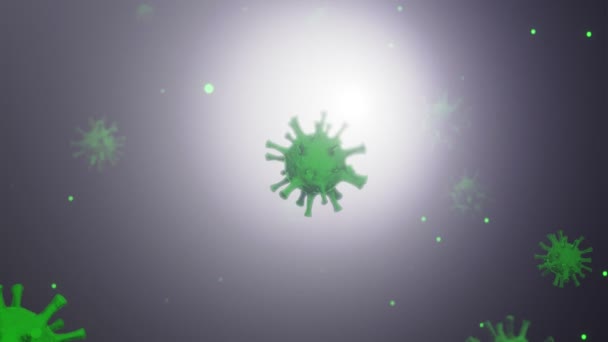 Molécula de virus 3D bacteria verde — Vídeos de Stock