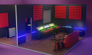 Bir müzik stüdyosunun 3B görselleştirmesi