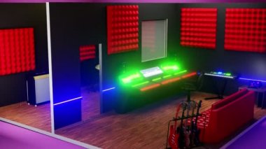 Bir müzik stüdyosunun 3B görselleştirmesi