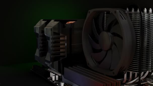 Visualización 3D del ventilador en el procesador — Vídeo de stock