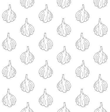 Beyaz arkaplanda izole edilmiş sarımsak çizimi.