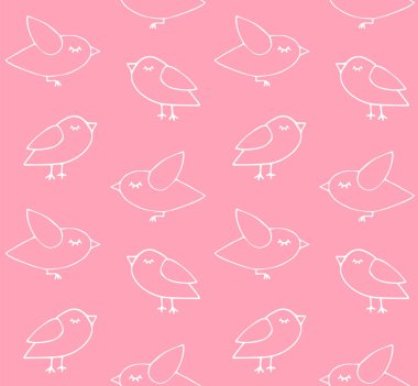 Kuşlar ve çiçeklerle kusursuz desen