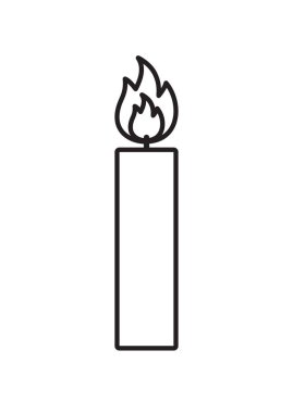 Beyaz arkaplanda izole edilmiş vektör siyah ana hatlı düz yanan mum