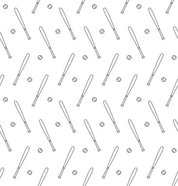 Beyaz arka planda izole edilmiş düz siyah çizgili beysbol bahisleri ve topları