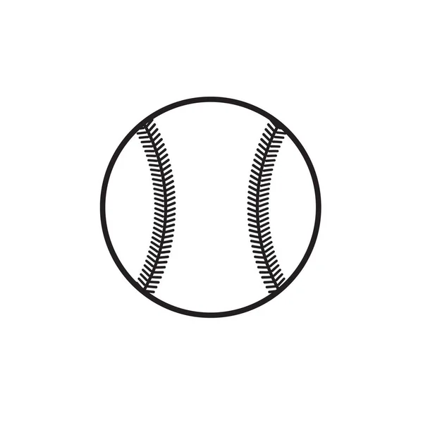 Силуэт Векторного Чёрного Контура Бейсбольного Мяча Изолирован Белом Фоне — стоковый вектор