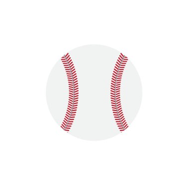 Beyaz arka planda izole edilmiş vektör düz çizgi film beyzbol topu silueti