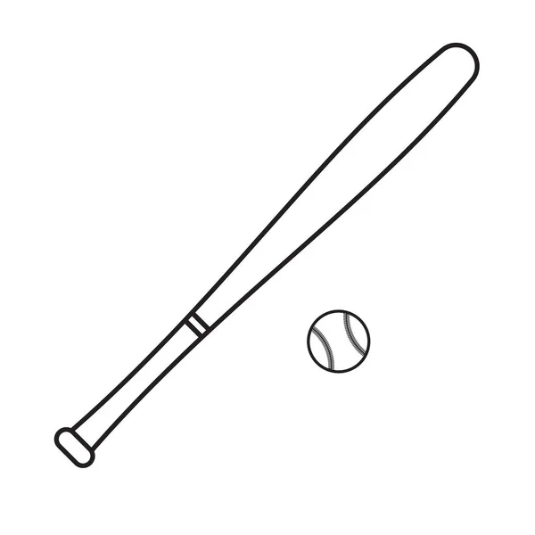 Векторні Плоскі Контури Бейсбольної Кажана Яча Ізольовані Білому Тлі — стоковий вектор