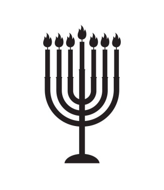 Beyaz arkaplanda izole edilmiş vektör düz siyah Hanuka mumları siluet simgesi