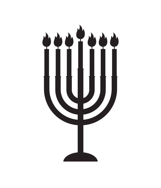 Vector Flache Schwarze Chanukka Kerzen Silhouette Symbol Isoliert Auf Weißem — Stockvektor